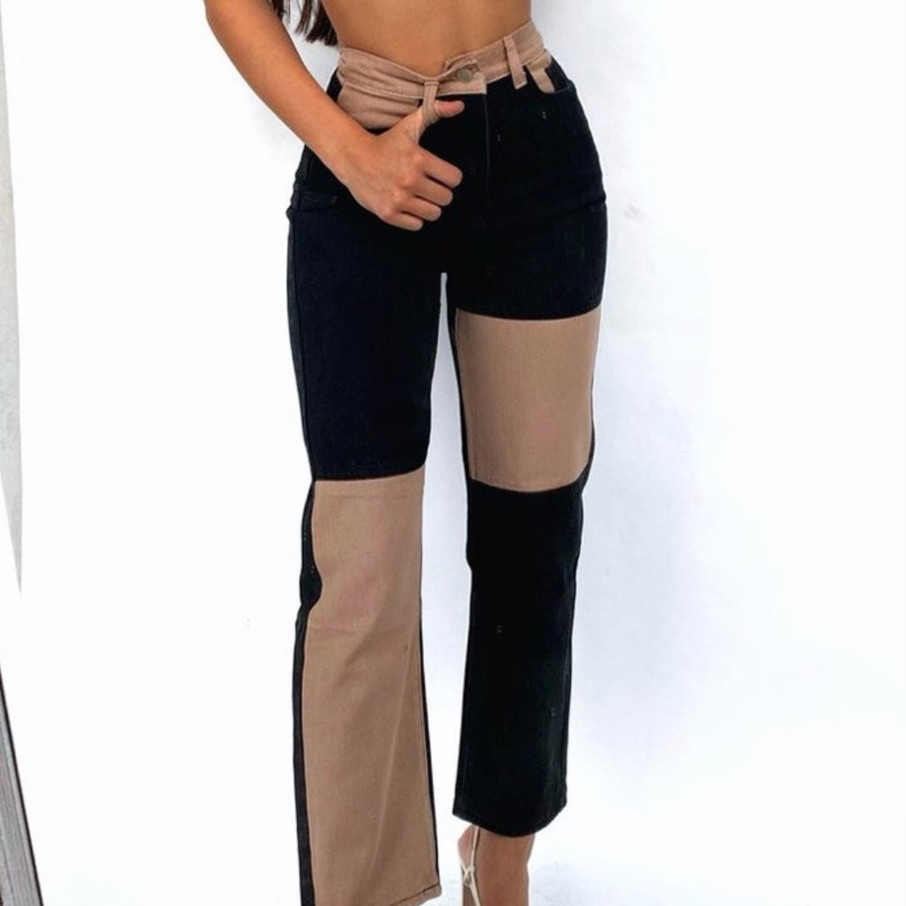 Patchwork Straight-leg Jeans